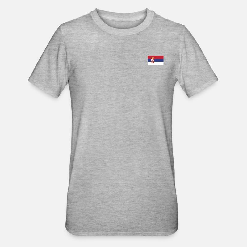 Serbiens flag - Unisex polycotton T-shirt - grå meleret