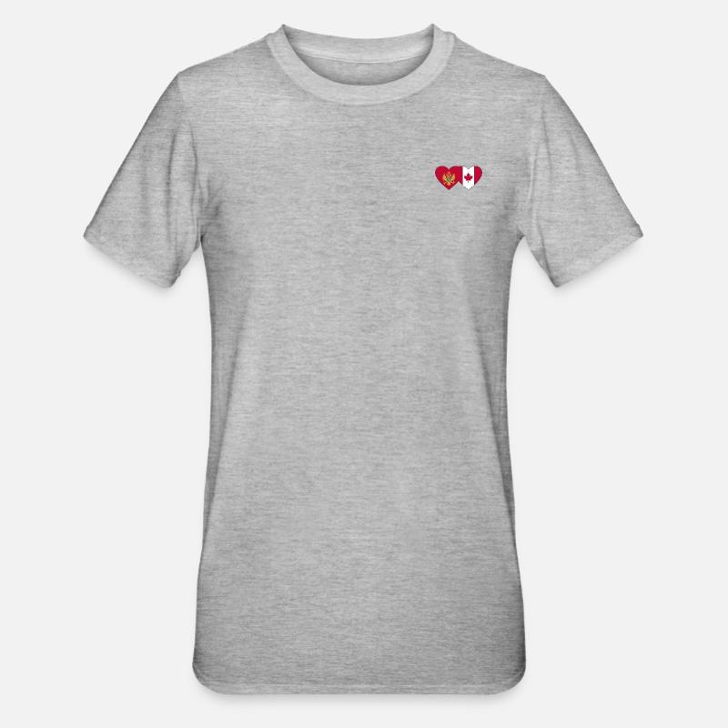 Monténégro Drapeau du Canada - T-shirt polycoton Unisexe - gris chiné