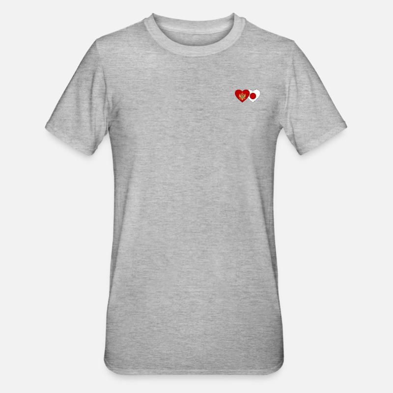 Monténégro Drapeau du Japon - T-shirt polycoton Unisexe - gris chiné