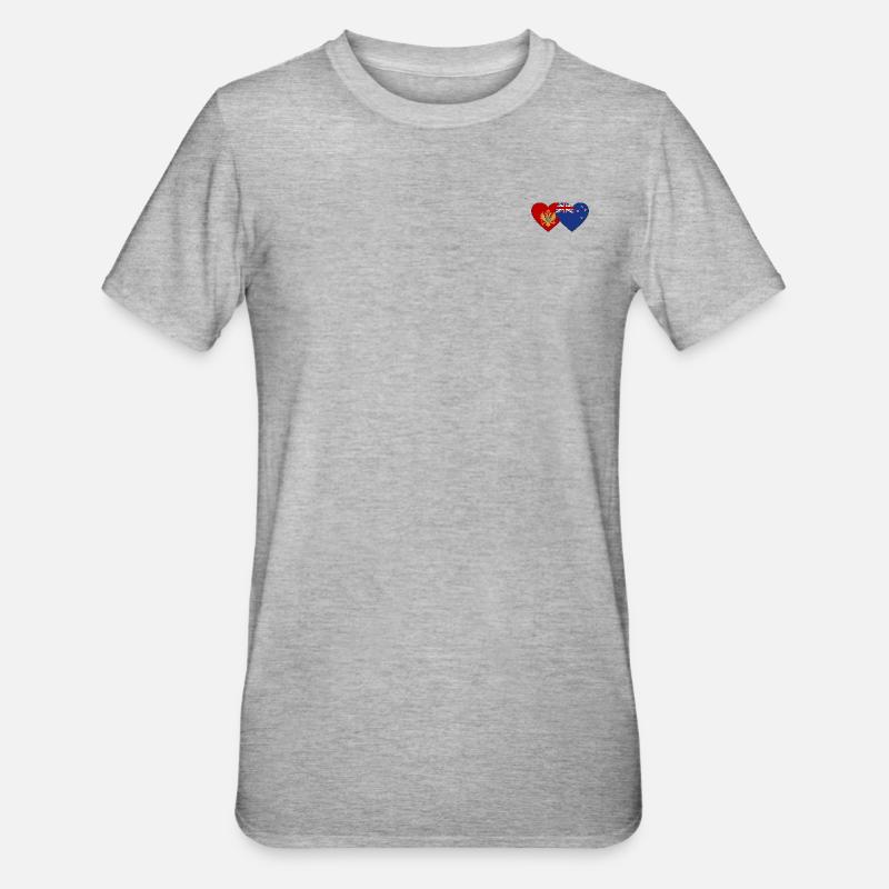 Monténégro Drapeau néo-zélandais - T-shirt polycoton Unisexe - gris chiné