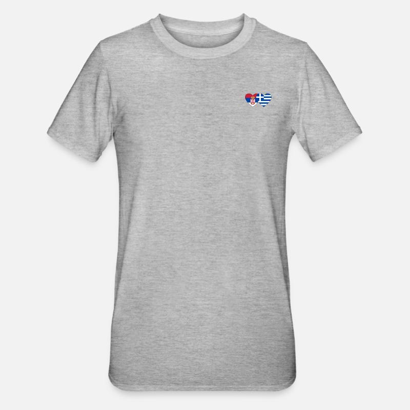 Serbie Grèce Drapeau Coeur - T-shirt polycoton Unisexe - gris chiné