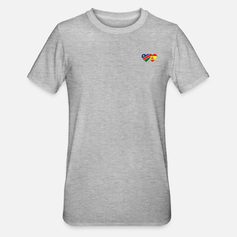 Namibia Spanien Flagge Herz - Unisex Polycotton T-Shirt - Grau meliert