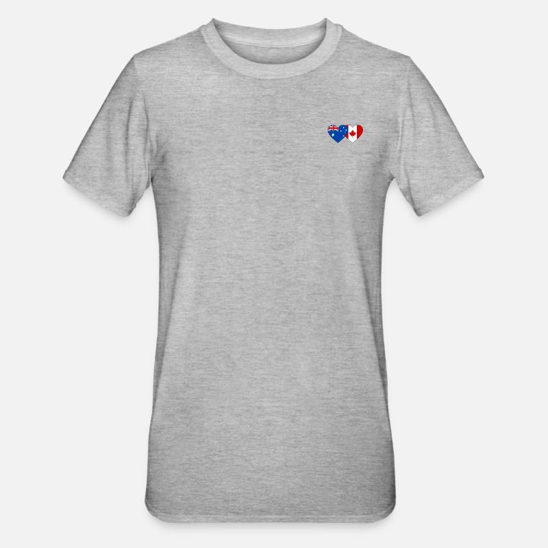 Australie Canada drapeau coeur - T-shirt polycoton Unisexe - gris chiné