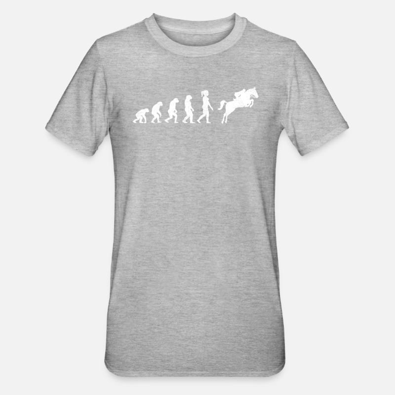 Evolution Pferde Reiten - Unisex Polycotton T-Shirt - Grau meliert