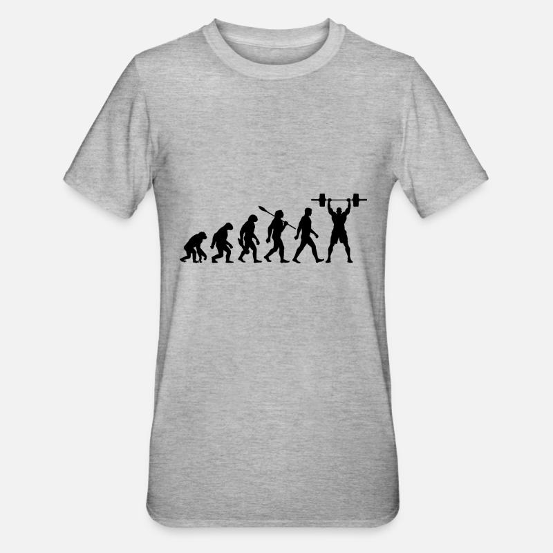 Evolution - Gewichtheben - Kraftsport - Unisex Polycotton T-Shirt - Grau meliert