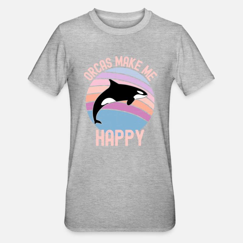 Orques Make Me Happy - T-shirt polycoton Unisexe - gris chiné