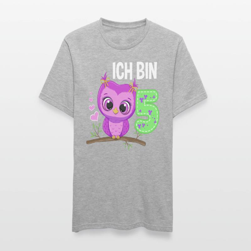 Ich Bin 5 Eule 5. Geburtstag Eulen Mädchen Unisex Polycotton T-Shirt