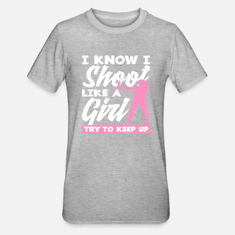Bogen Bogenschießen Mädchen - Unisex Polycotton T-Shirt - Grau meliert