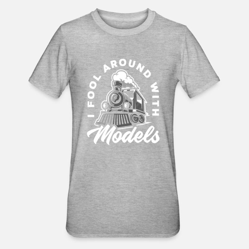 Train Trains Model Train Railway - Unisex Polycotton T-Shirt - heather grey