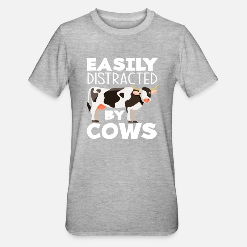 Easily distracted by cows - Unisex Polycotton T-Shirt - heather grey