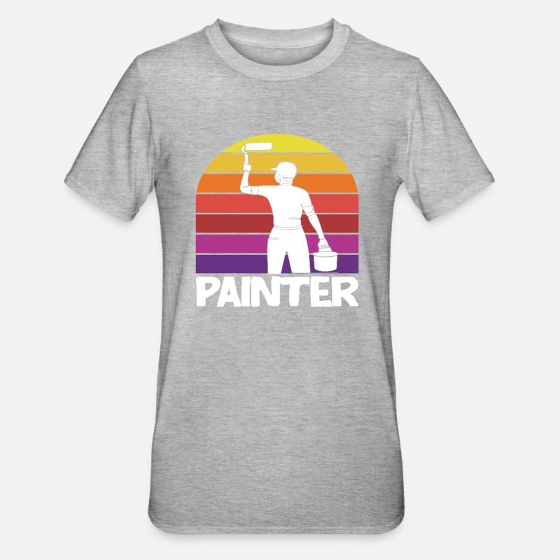 Retro Painter Creative Motif - Unisex Polycotton T-Shirt - heather grey