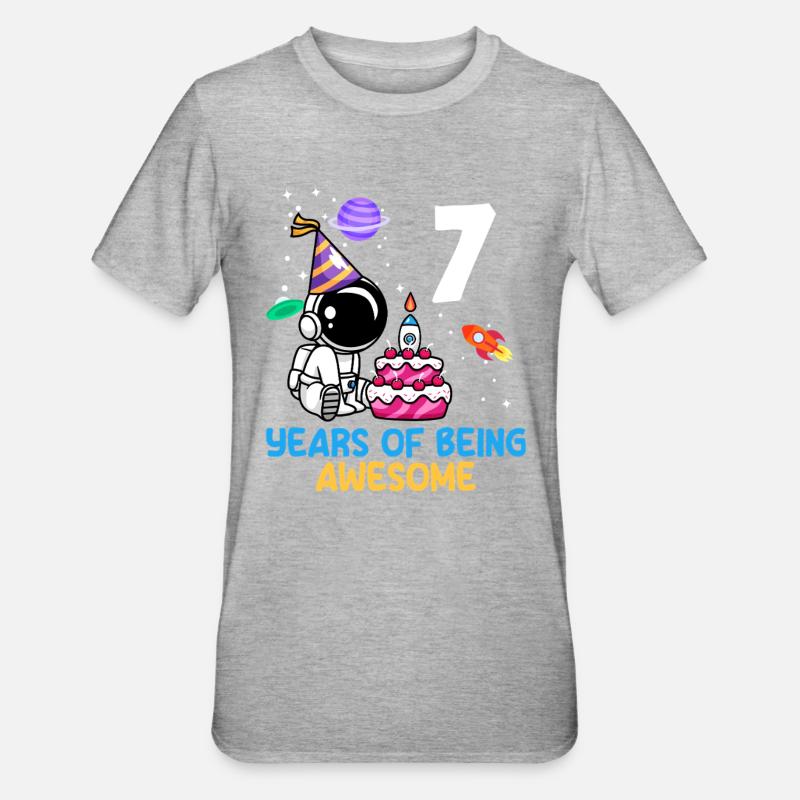 7 ans d’aventure spatiale - T-shirt polycoton Unisexe - gris chiné