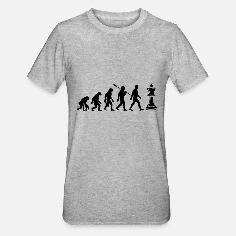 Evolution - Chess - Chess Players - Unisex Polycotton T-Shirt - heather grey