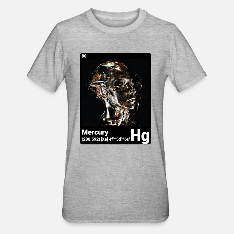 Mercure - Hg - Élément chimique 080 - T-shirt polycoton Unisexe - gris chiné