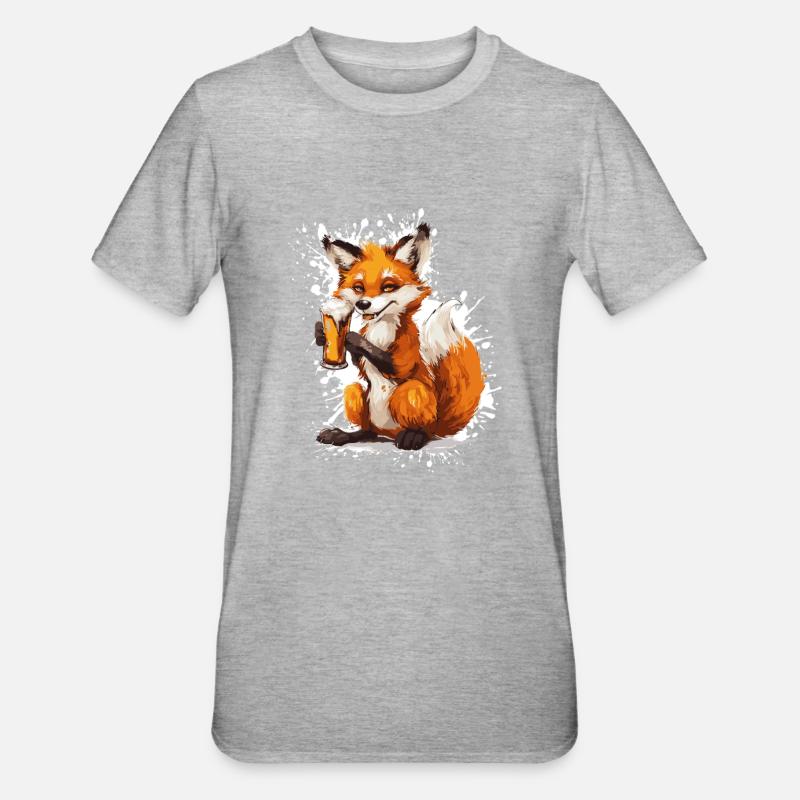 Fuchs Bier Lustig - Unisex Polycotton T-Shirt - Grau meliert