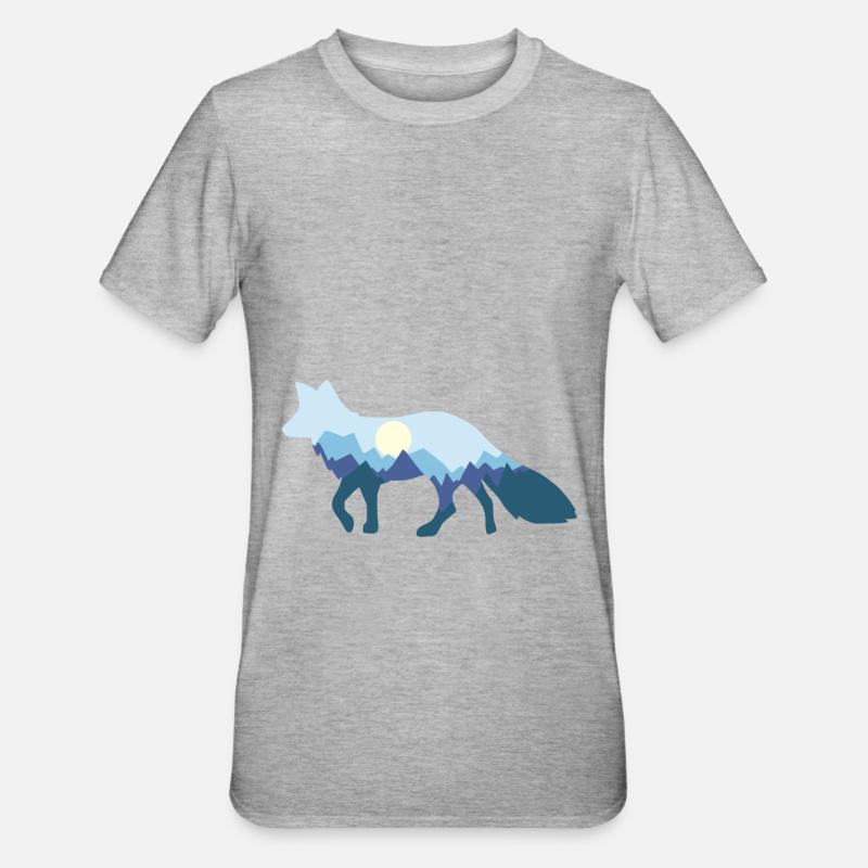 Fuchs Mondschein fox moonlight - Unisex Polycotton T-Shirt - Grau meliert