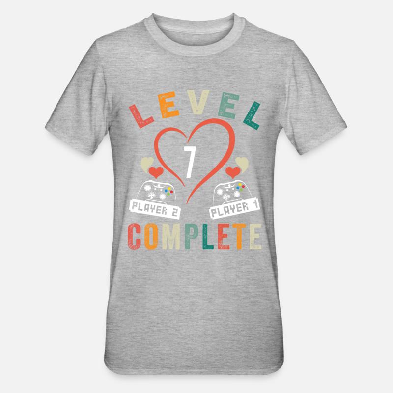 Level 7 Complete 7eme Anniversaire 7 ans Mariage - T-shirt polycoton Unisexe - gris chiné
