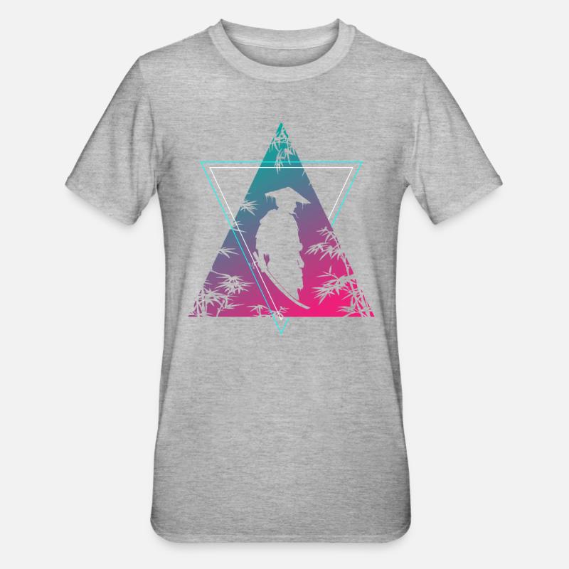guerrier moderne samouraï néon - T-shirt polycoton Unisexe - gris chiné