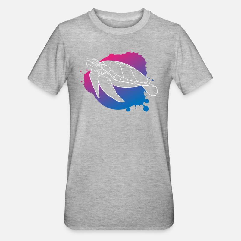 Ocean Wave Turtle Freedom Gift - Unisex Polycotton T-Shirt - heather grey