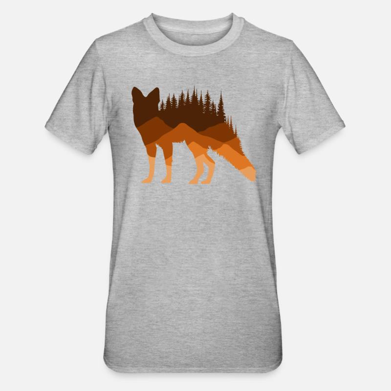 Fox Silhouette Beauté Sauvage - T-shirt polycoton Unisexe - gris chiné