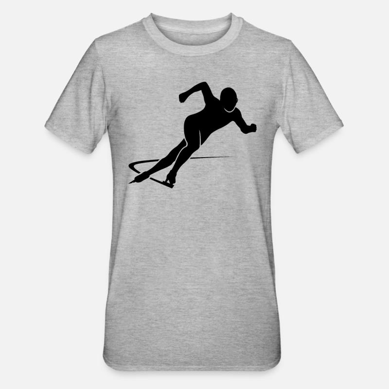Dynamic Speed Skating Silhouette Gift - Unisex Polycotton T-Shirt - heather grey