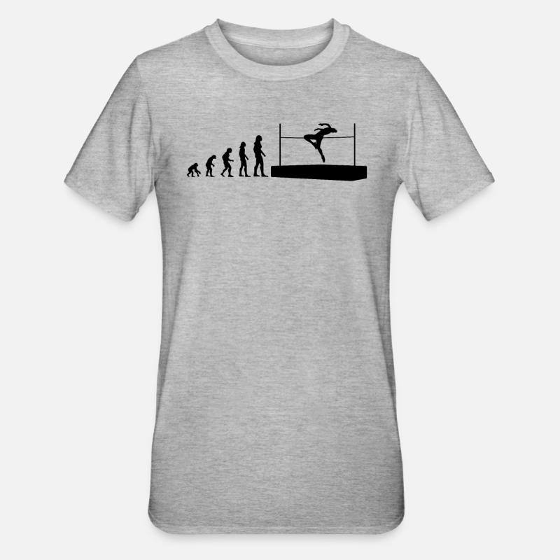 Evolution Hochsprung Athlet Geschenk - Unisex Polycotton T-Shirt - Grau meliert