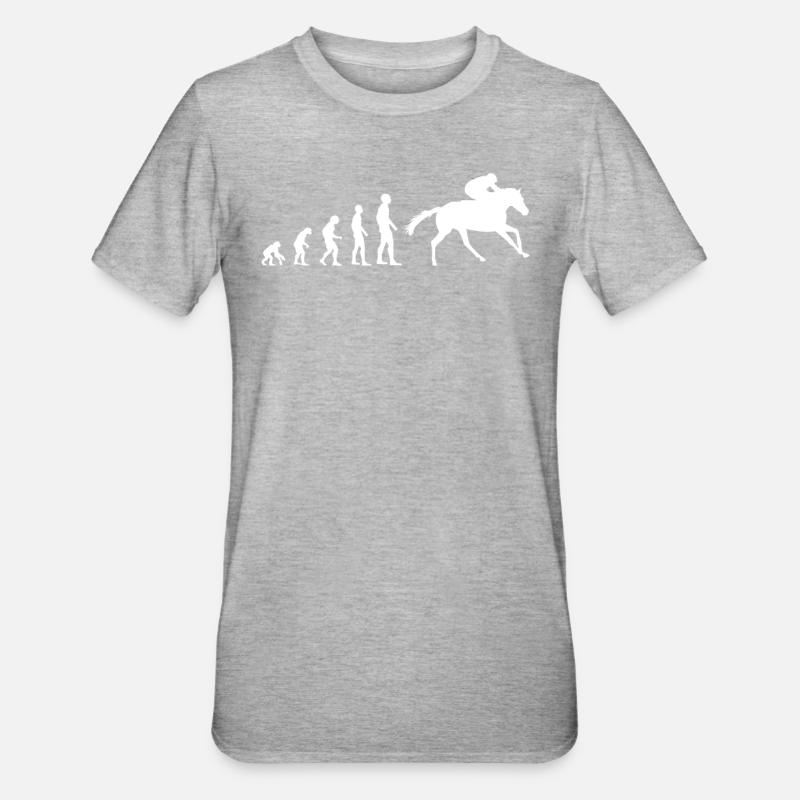 Evolution zum Pferderenner - Unisex Polycotton T-Shirt - Grau meliert