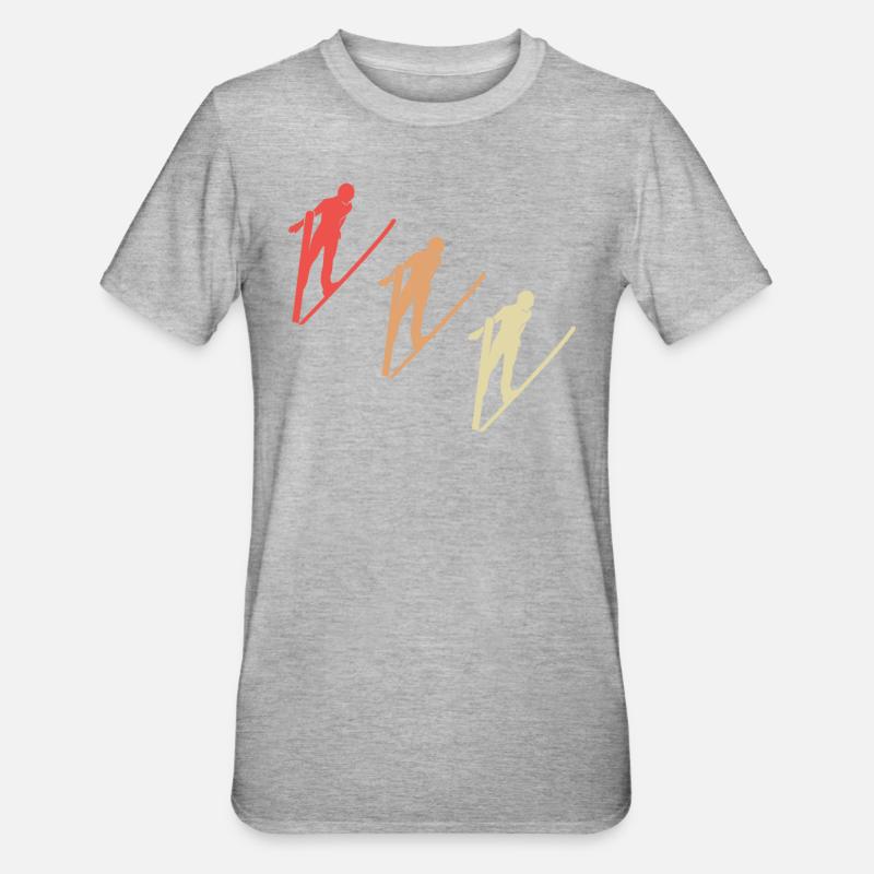 Farbenfrohe Springer - Unisex Polycotton T-Shirt - Grau meliert