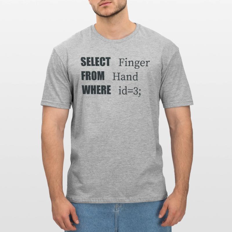 Doigt de sélection à la main, code amusant. Langage des codeurs T-shirt polycoton Unisexe