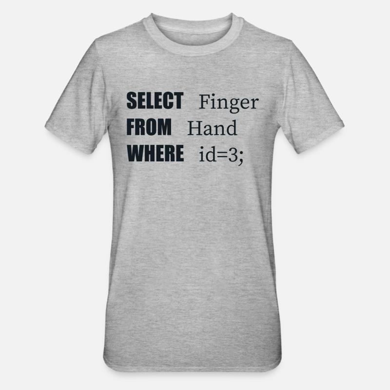 Doigt de sélection à la main, code amusant. Langage des codeurs - T-shirt polycoton Unisexe - gris chiné