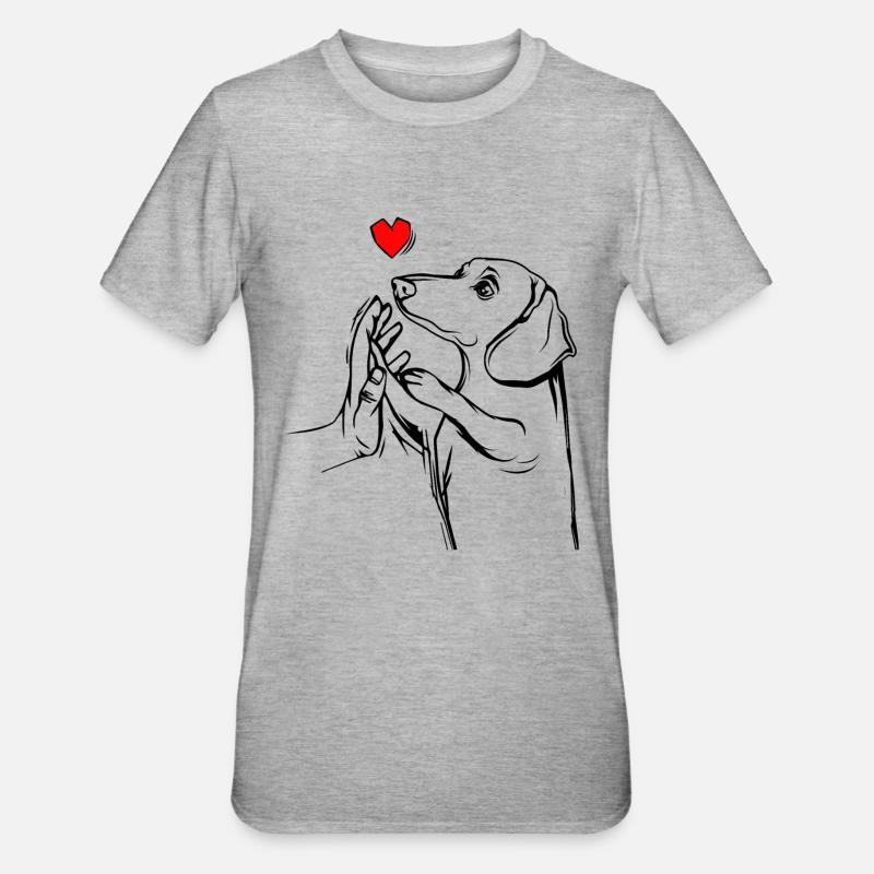 teckel - T-shirt polycoton Unisexe - gris chiné