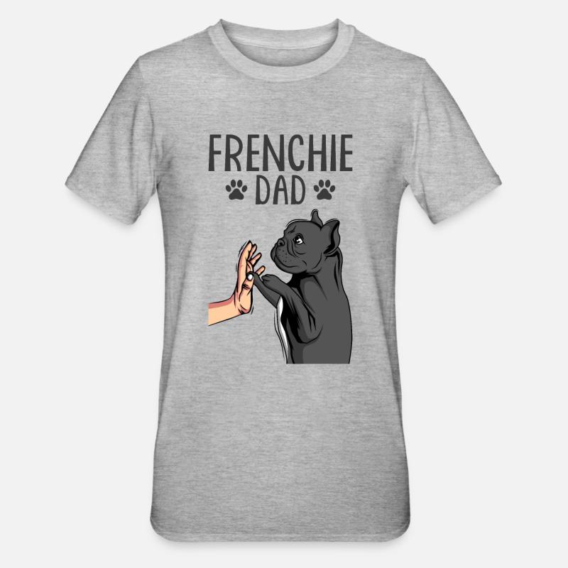 Frenchie papa Bouledogue français - T-shirt polycoton Unisexe - gris chiné