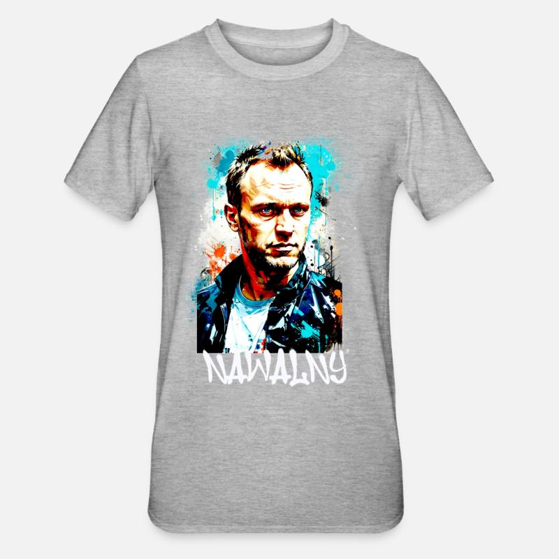 héros,navalny,graffiti,drapeau,russie - T-shirt polycoton Unisexe - gris chiné
