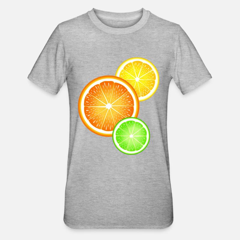 Agrumi Arancia Limone Lime - Maglietta unisex, mix cotone e poliestere - grigio melange