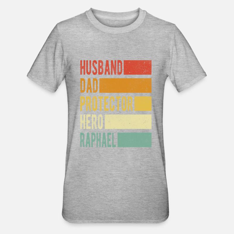 Raphael Name Papa Geschenk - Unisex Polycotton T-Shirt - Grau meliert