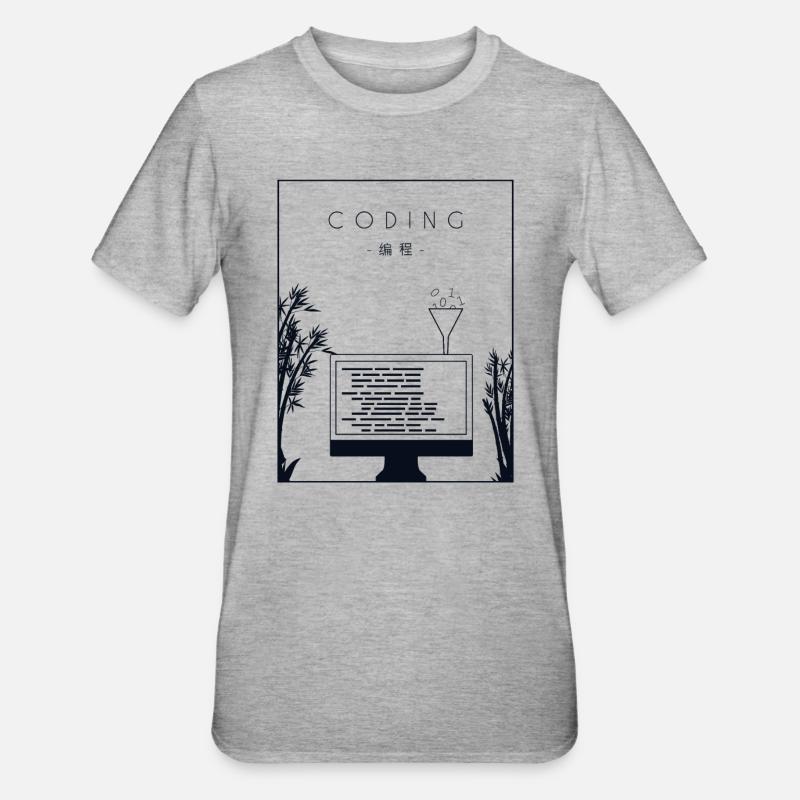 Codage chinois Hanzi Développeur Codeur - T-shirt polycoton Unisexe - gris chiné