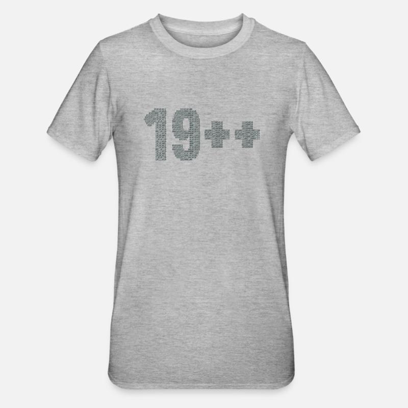 19++ Programmierer Softwareingenieur Coder 20. - Unisex Polycotton T-Shirt - Grau meliert