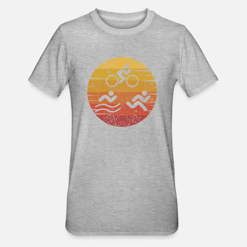 Retro Training Triathlonrad Triathlet Profi - Unisex Polycotton T-Shirt - Grau meliert