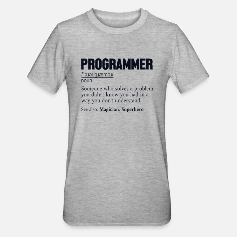Programmer Definition Softwareentwickler Coder - Unisex Polycotton T-Shirt - Grau meliert