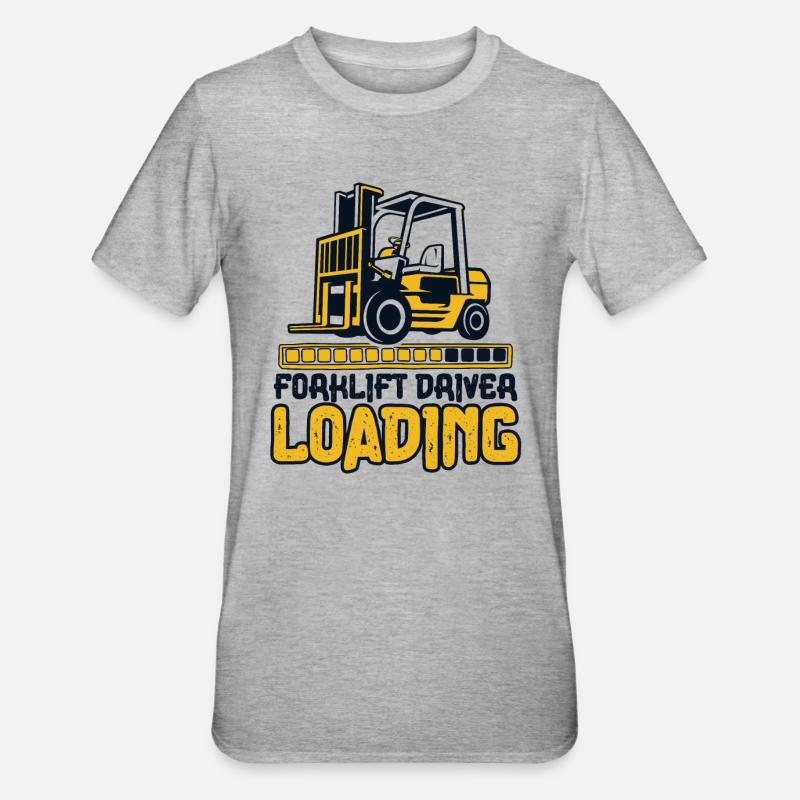 Forklift Driver Loading Gabelstaplerfahrer - Unisex Polycotton T-Shirt - Grau meliert
