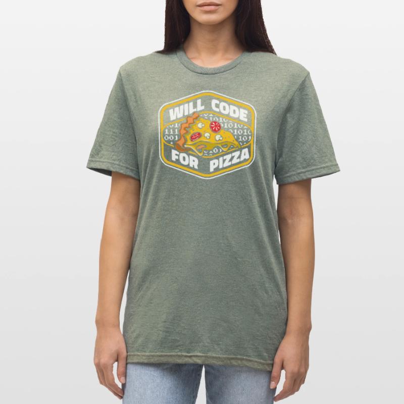 Will Code For Pizza Developer Coder Programmierer Unisex Polycotton T-Shirt