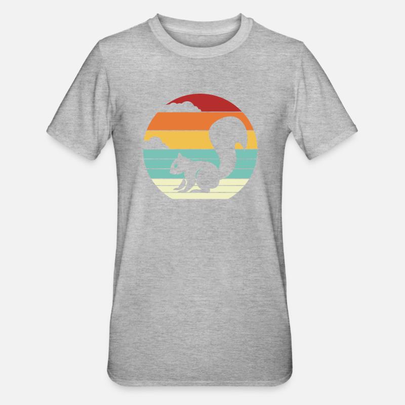 Retro Grauhörnchen Squirrel Fuchshörnchen - Unisex Polycotton T-Shirt - Grau meliert