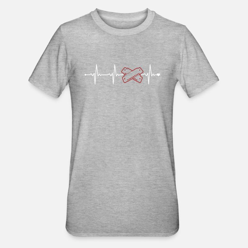 Harmonica Heartbeat Harmonist Harmonicist - Unisex Polycotton T-Shirt - heather grey