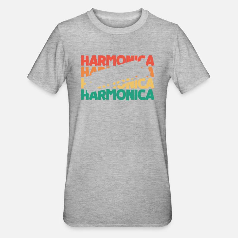 Harmonica Retro Text Harmonist Harmonicist - Unisex Polycotton T-Shirt - heather grey