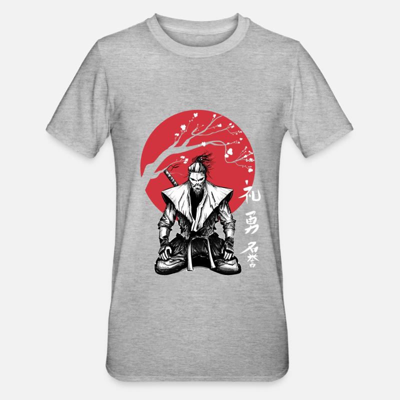 Samurai Bushido Ronin Ninja Rispetta Onore Coraggio - Maglietta unisex, mix cotone e poliestere - grigio melange