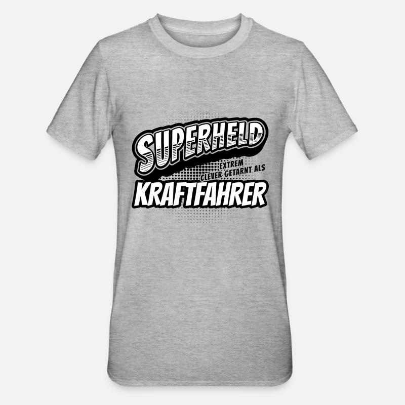 Superheld, clever getarnt als Kraftfahrer - Unisex Polycotton T-Shirt - Grau meliert