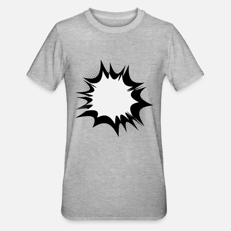 Comic Sprechblase Explosion - Unisex Polycotton T-Shirt - Grau meliert