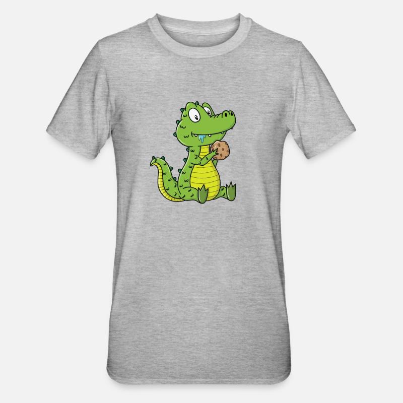 Crocodile aux biscuits - T-shirt polycoton Unisexe - gris chiné
