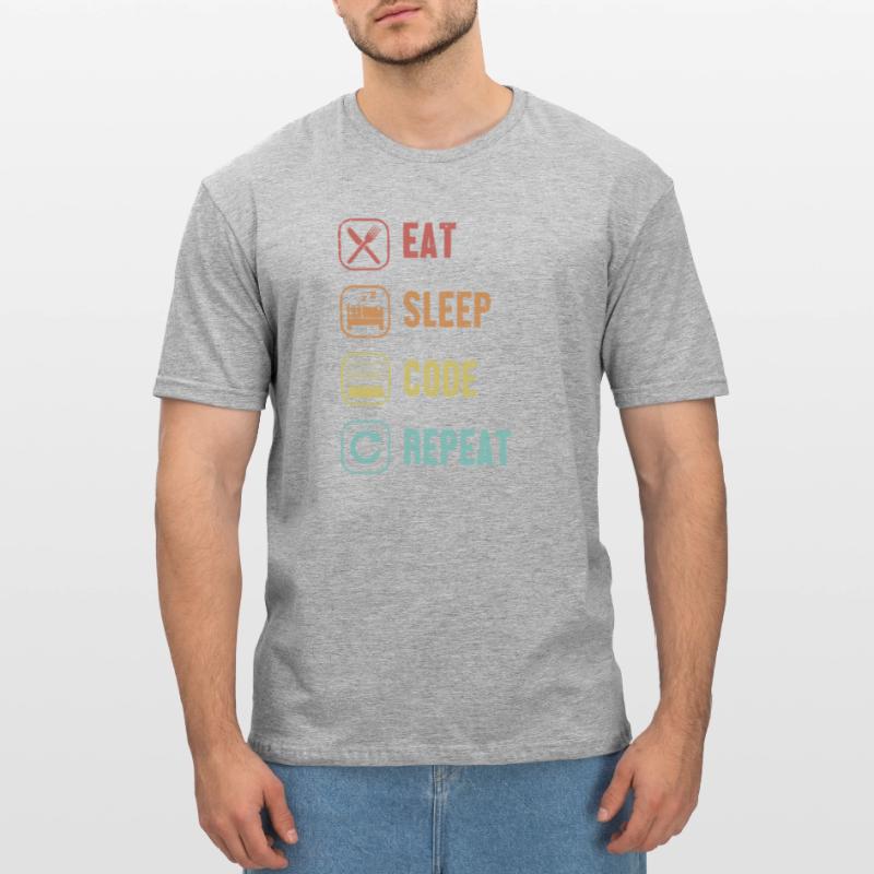 Eat Sleep Code Repeat Software Engineer Coder T-shirt polycoton Unisexe