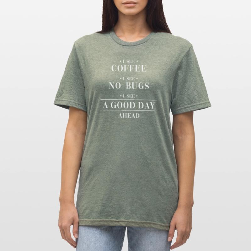 Coffee No Bugs Good Day Developer Coder Unisex Polycotton T-Shirt